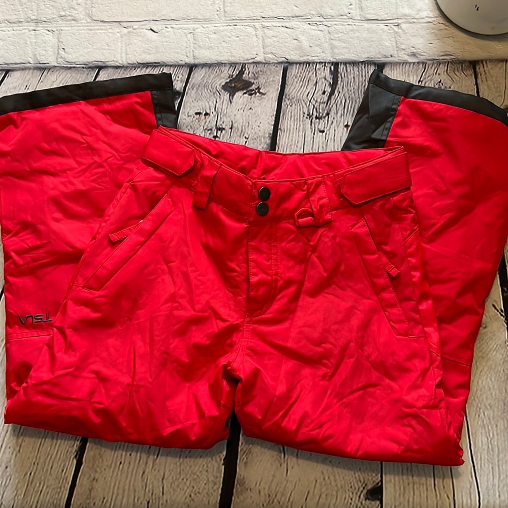 TSLA Kid's High Performance snow pants red with gray accent size 8